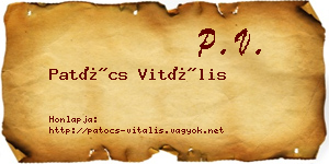 Patócs Vitális névjegykártya